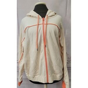 NWOT Calme L Cozy Zip Up Hoodie Ivory Orange 111612